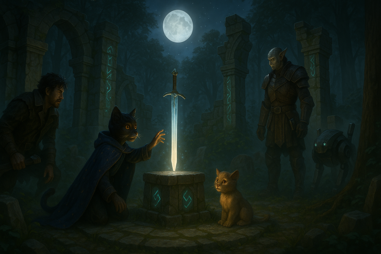 Discovery of the Moon-Touched Longsword in a Forest Clearing.png